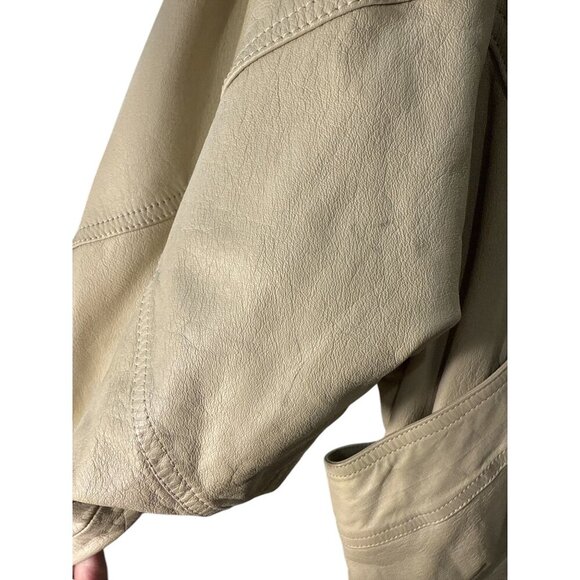 Avanti Tan Genuine Leather Bomber Jacket Size M, Made in Korea Pre-Owned - Picture 5 of 15